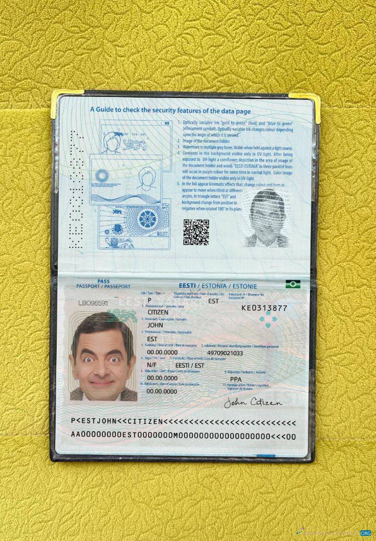 Download Estonia passport 2022 present photolook Photoshop template